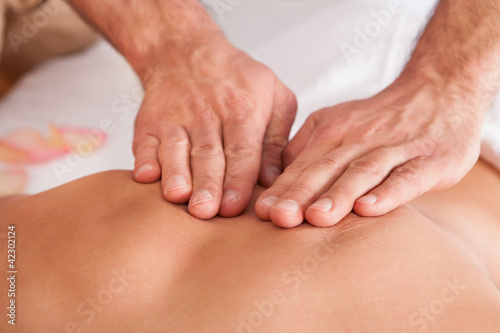 Fotografie, Obraz Beautiful young woman getting back massage
