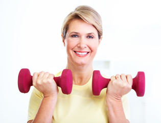 Poster - Senior woman doing fitness.