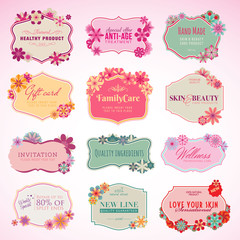 Wall Mural - Set of cosmetics labels and stickers