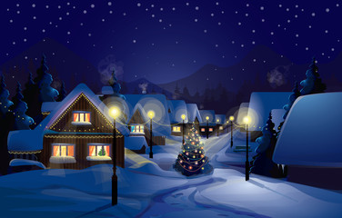 Wall Mural - vector of winter landscape.