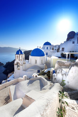 Santorini with Traditional Churches in Oia, Greece