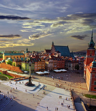 Warsaw Castle Square And Sunset