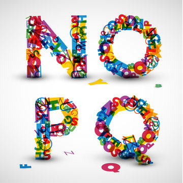 Vector font made from letters of the alphabet