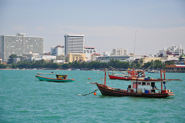 Wall Mural - boats in Pattaya sea,Thailand