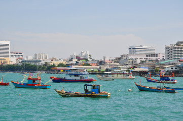 Wall Mural - boats in Pattaya sea,Thailand