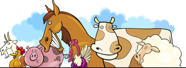 Wall Mural - Cartoon Farm animals design