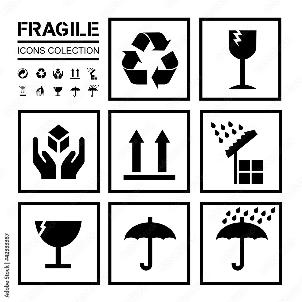 packaging / fragile icons collection - clear - obrazy, fototapety, plakaty 
