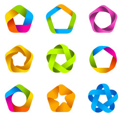 Poster - Logo set. Infinite shape. Five star icons.