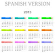 Monday to sunday 2013 calendar with crayons spanish version