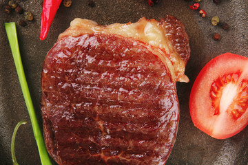 Wall Mural - meat entree : grilled beef steak served with hot cayenne peppers