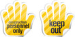 Personnel only stickers set in form of palm