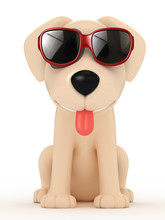 3d Render Of A Dog Wearing Sunglasses