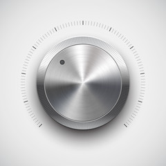 Fototapete - Volume button (music knob) with metal texture (chrome)