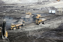 Earth Moving Equipment In An Open Cast Mine
