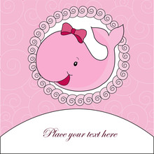 A Beautiful Card With A Pink Whale