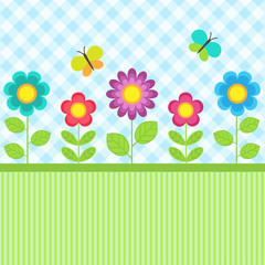 Fototapete - Flowers and butterflies