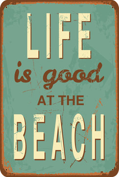 Vintage style tin sign with text 