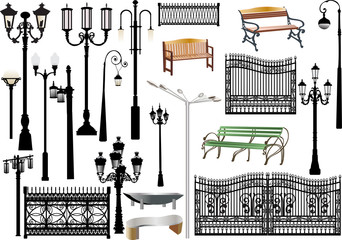 Sticker - set of isolated street lamps and other elements