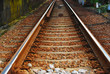 straight railway tracks from low angle