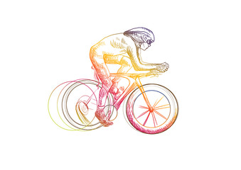 Canvas Print - Cycling: Pursuit - colors (This is original sketch)