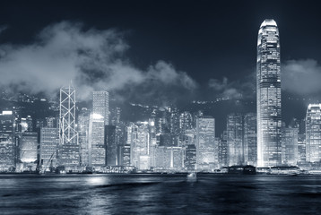 Fototapete - Hong Kong skyline black and white