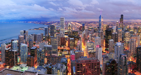 Fototapete - Chicago skyline panorama aerial view