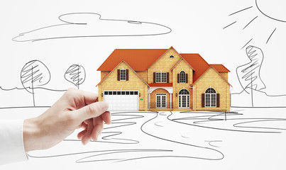 Poster - cottage model  in hand