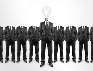 Businessman, light bulb head