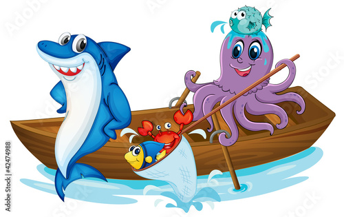 Fototapeta dla dzieci boat and fish