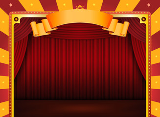 Wall Mural - Circus Poster With Stage And Red Curtains