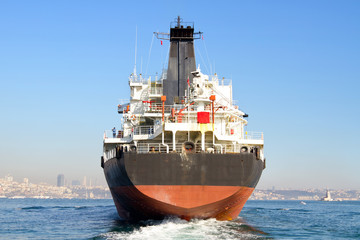 Canvas Print - Cargo ship from the backwash