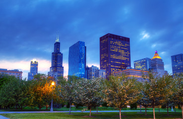 Wall Mural - downtown chicago, il in the evening