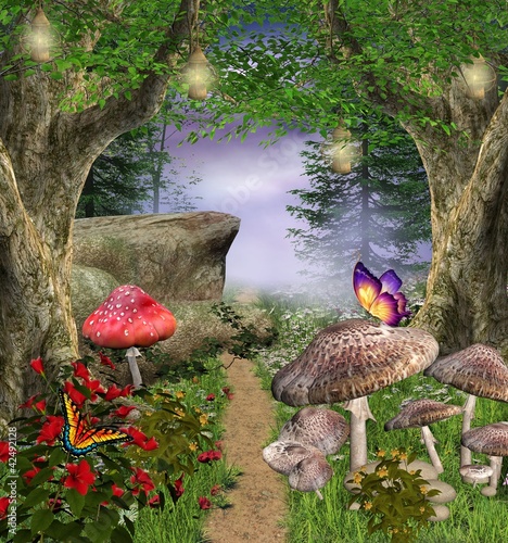 Naklejka - mata magnetyczna na lodówkę Enchanted nature series - enchanted pathway