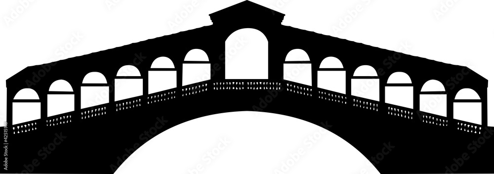 Rialto bridge in Grand canal in Venice, Italy silhouette - obrazy, fototapety, plakaty 