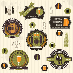 Poster - beer badges and labels in retro style design
