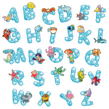 Alphabet With Bubbles. Vector Isolated Letters.
