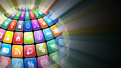 Poster - Glowing sphere from color application icons
