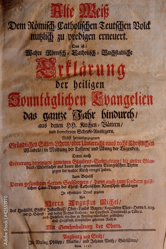 Fotografie, Obraz Titelseite eines Buches aus dem 18. Jahrhundert