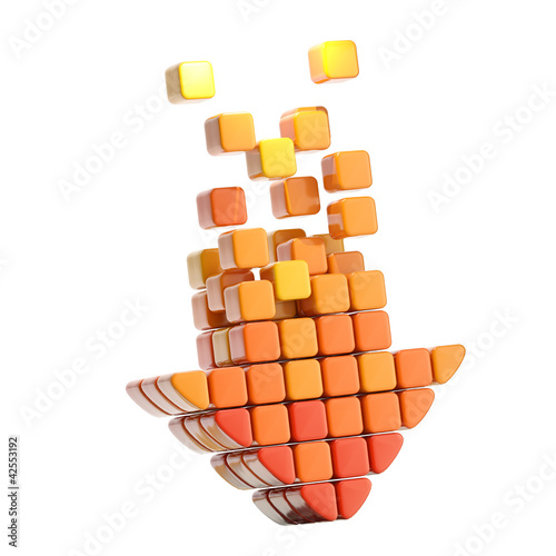 Arrow icon made of cubes isolated