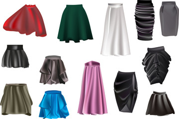 skirt collection isolated on white