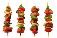 Fried Skewers Isolated On A White Background
