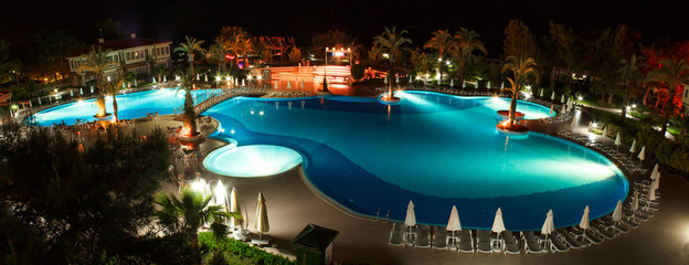 panorama of pool at night