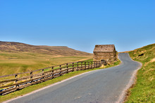Country Road And Old Stone Barn