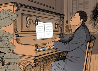 Leinwandbilder - Ragtime pianist