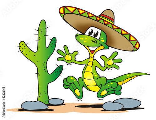 Obraz w ramie Lizard Sombrero Desert