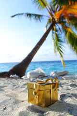 Canvas Print - golden gift on ocean beach