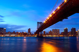 Fototapeta  - Manhattan Bridge with skyline after sunset, New York