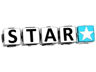 Poster - 3D Star Button Click Here Block Text