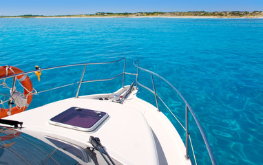 Poster - Boat in Formentera island on llevant beach