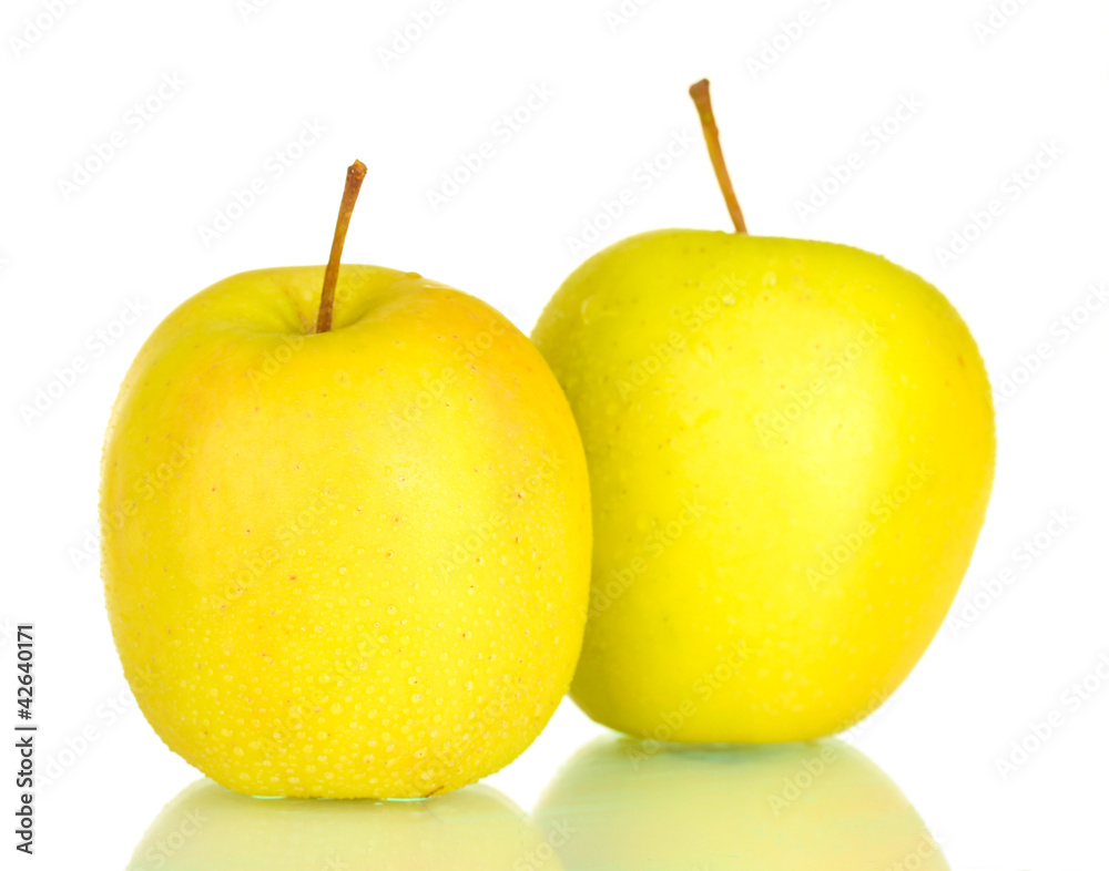 Ripe green apples isolated on white